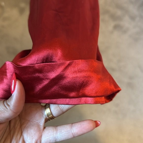 NWT Carolina Ritzler Satin Ruby Red Halter Jumpsuit Size 36 - Picture 4 of 13